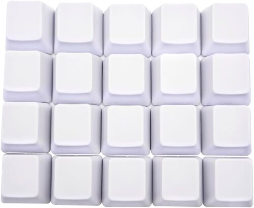 OEM Profile White Blank Keycaps PBT Material 1U R4 Keycap for MX switches Mechanical Keyboard (White, 20pcs)