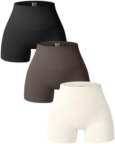 OQQ Women 3 Piece Yoga Shorts High Waist Seamless Workout Exercise Shorts Leggings