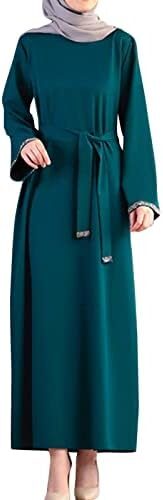 One Piece Prayer Dresses for Women Floral Trimmed Arabian Islamic Dubai Robe Modern Middle East Prayer Belted Eid Long Dress