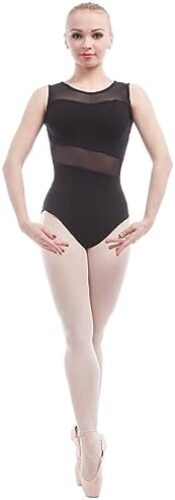 Open Back O Shape Black Ballet Leotards A1B014