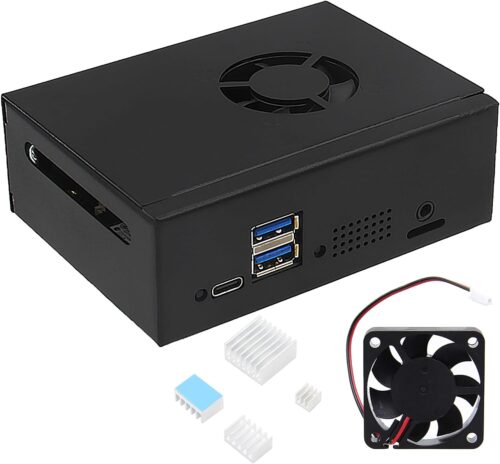 Orange Pi 5 Plus Case (N508), Metal Enclosure with Cooling Fan & 4PCS Aluminum Heatsink Compatible with Orange Pi 5 Plus 4GB/8GB/16GB