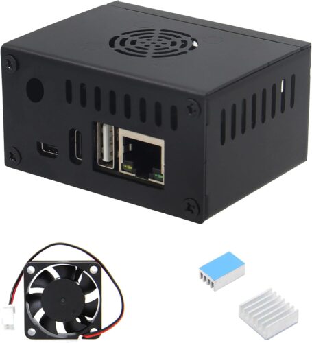 Orange Pi Zero 3 Case（N502）, Metal Case with 5V 3010 Cooling Fan and 2pcs Aluminum Heatsinks