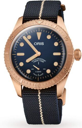 Oris Carl Brashear Calibre 401 Five-Day Power Reserve Limited Edition Bronze Dark Blue Dial Watch 01 401 7764 3185-Set