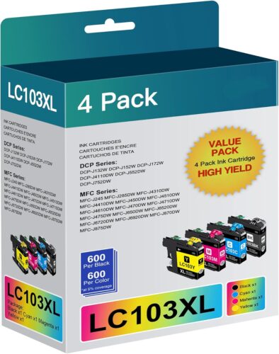 Osir LC103 Ink cartridges Compatible for Brother Printer Ink LC103XL LC101 Ink cartridges(Black, Cyan, Magenta, Yellow)