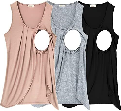 PARNIXS Summer Women’s Maternity Nursing Tank Top Sleeveless Comfy Breastfeeding Clothes