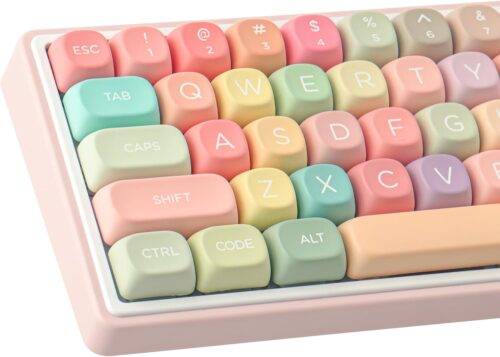 PBT Keycaps 126 Keys MOA Profile Cute Keycaps Dye-Sublimation Rainbow Candy Keycaps Set Custom Keycaps for Cherry Gateron MX Swithes Mechanical Keyboards