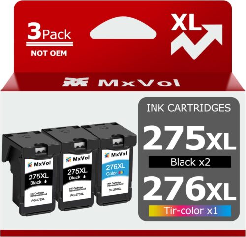 PG-275XL CL-276XL Remanufactured Ink Cartridge Replacement for Canon Ink 275 and 276 275XL 276XL Ink (2-Black 1-Color,3-Pack) for Canon PIXMA TS3522 TR4720 TS3500 TR4722 TR4700 TS3722 Printer Ink
