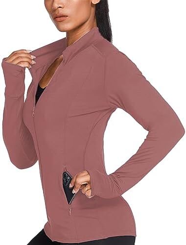 PINSPARK Women’s Track Jacket Breathable Running Jacket Zip Up Sportswear Slim Fit Workout Tops