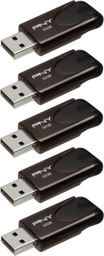 PNY 32GB Attaché 4 USB 2.0 Flash Drive, Black, (Pack of 5)