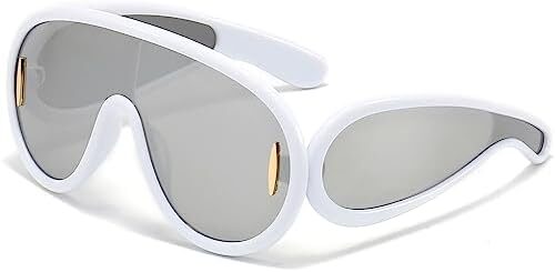 PORADAY Fashion Wave Mask Sunglasses for Women Men Trendy Oversized Sun Glasses Luxury Designer Y2K Punk Shades