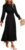 PRETTYGARDEN Women’s 2025 Spring Fall Midi Dress Casual Long Sleeve V Neck Swiss Dot Pleated A Line Flowy Dresses