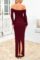 PRETTYGARDEN Women’s Winter Sweater Dress Long Sleeve Off Shoulder Slit Maxi Bodycon Cocktail Party Dresses