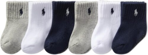 Polo Ralph Lauren Baby Classic Sport Ankle Socks-6 Pair Pack-Soft Stretchy Yarn & Stay Up Top