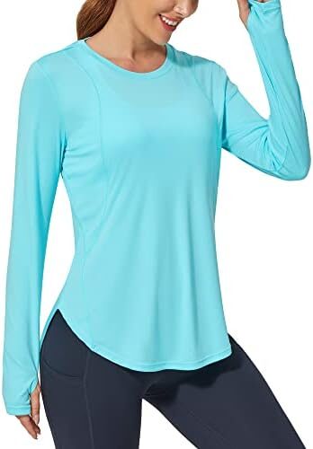 Promover Women’s Long Sleeve Workout Shirts UPF 50+ Sun Shirts Lightweight Quick Dry Outdoor Hiking Tops