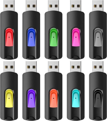 RAOYI 10 Pack 32GB USB Flash Drives Slide Retractable Memory Stick Bulk USB 2.0 Thumb Drive Jump Drive Zip Drive USB Sticks Data Storage Backup for PC Mac (32G, 10 Mixed Color)