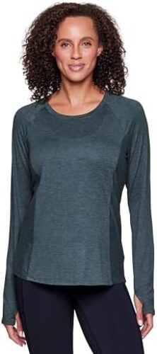 RBX Active Women’s Long Sleeve Super Soft Space Dye Workout Running Tee Shirt