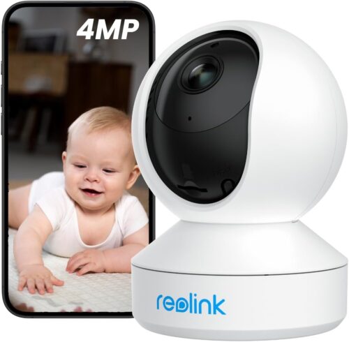 REOLINK E1 Pro Indoor Security Camera, 4MP Plug-in Pet Camera Support 2.4/5 GHz WiFi, 360 Degree Baby/Dog Monitor with Auto Tracking, Person/Pet Detection, Night Vision, 2 Way Audio, Local Storage