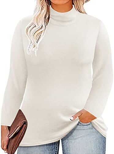 RITERA Plus Size Tops Mock Turtleneck Womens Long Sleeve Shirt Basic Layering Underwear Pullover