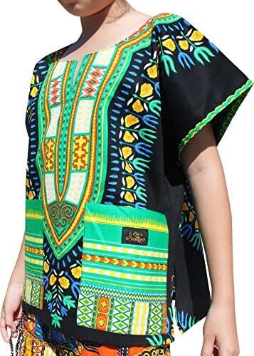 RaanPahMuang Branded Childrens African Dashiki Short Sleeve Shirt in Black Tones