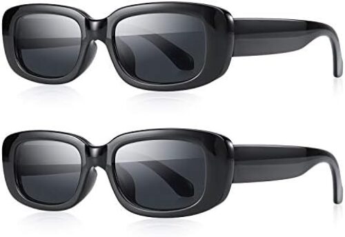 Rectangle Sunglasses for Women Retro Driving Glasses 90‘s Vintage Fashion Narrow Square Frame UV400 Protection