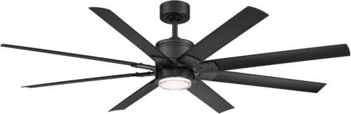 Renegade Smart Indoor and Outdoor 8-Blade Ceiling Fan 66in Matte Black with 3500K LED Light Kit and Remote Control worksworks with Alexa and iOS or Android App