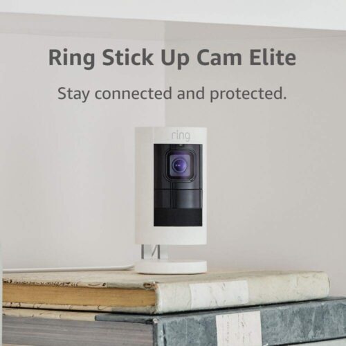Ring Stick Up Cam Elite, Power over Ethernet HD Security Camera with Two-Way Talk, Night Vision, Works with Alexa – White