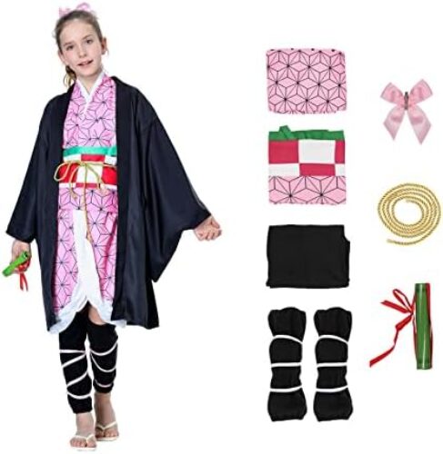 SAMDIGO Anime Slayer Nezuk Cosplay Costume Outfit, Kimono Costume Outfits Halloween Christmas