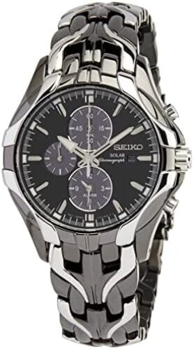 SEIKO Watch for Men – with Solar Chronograph, 6-Month Power Reserve, Date Calendar, and Water-Resistant to 100m