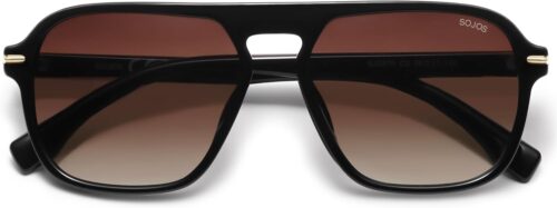 SOJOS Retro Aviator Polarized Sunglasses for Men Women Trendy Vintage Square Pilot Mens Shades SJ2370