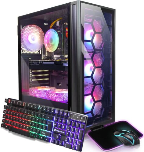 STGAubron Gaming Desktop PC, GeForce GTX 1660 Super 6G GDDR6, Intel Core i7 up to 3.9G, 32G RAM, 1T SSD, 600M WiFi, BT 5.0, RGB Fan x 6, Windows 10 Home