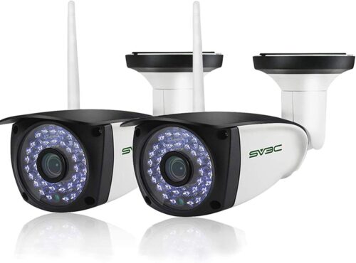 SV3C WiFi Security Cameras Outdoor, 2 Pack 1080P Two-Way Audio Exterior IP Camera, Outside Surveillance Cam Supports Motion Detection, ONVIF Conformance, IP66 Waterproof, RTSP,Max 128GB SD Card Record