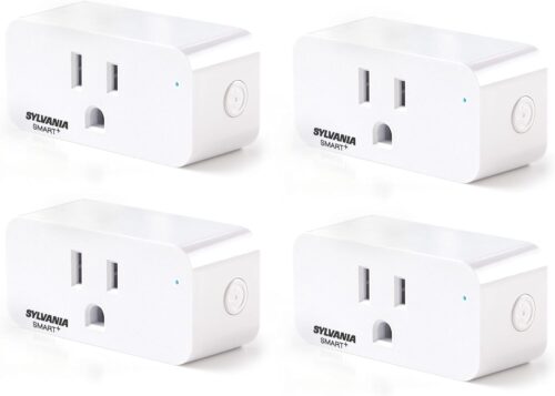 SYLVANIA Wifi Smart Plug, Voice Control, Compatible with Alexa and Google Home, Timer, On/Off, White – 4 Pack (75703)
