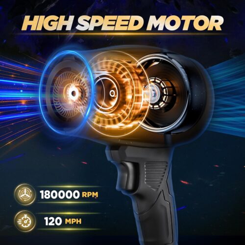 Sakerplus Portable Dust Cleaner,Compressed Air Duster with Adjustable Speed,2025 Upgraded Handheld Cordless Leaf Blower Portable Dust Cleaner,Mini Jet Dry Blower Fan for Outdoor,Camping,Cleaning