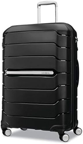 Samsonite Freeform Hardside Expandable with Double Spinner Wheels, Checked-Large 28-Inch, Black
