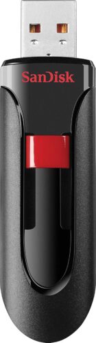 Sandisk Cruzer Glide USB Flash Drive, 64 GB, Black/Red (SDCZ60-064G-A46)