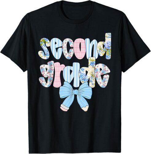 Second Grade Coquette Bow Pencil First Day Back To School T-Shirt