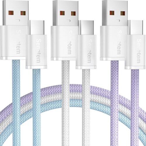 Senetem USB C Cable 3FT 3-Pack, USB A to USB Type C Charger Cord, 3A Fast Charging Compatible with iPhone 16/15 Series, Samsung S24/S23 S22/Note 20/10, Pixel, Moto, Car Play, LG