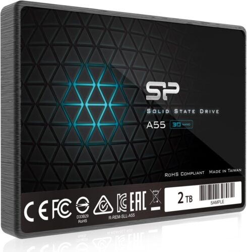Silicon Power 2TB SSD 3D NAND A55 SLC Cache Performance Boost SATA III 2.5″ 7mm (0.28″) SSD Internal Solid State Drive (SP002TBSS3A55S25)