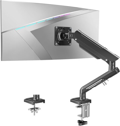 Single Monitor Mount Arm Fits Monitor up to 32 Inch, Monitor Desk Mount Holds 4.4-22lbs Computer Screen, Full Motion Gas Spring Monitor Desk Mount, VESA Mount 75×75, 100×100, Freelift Pro