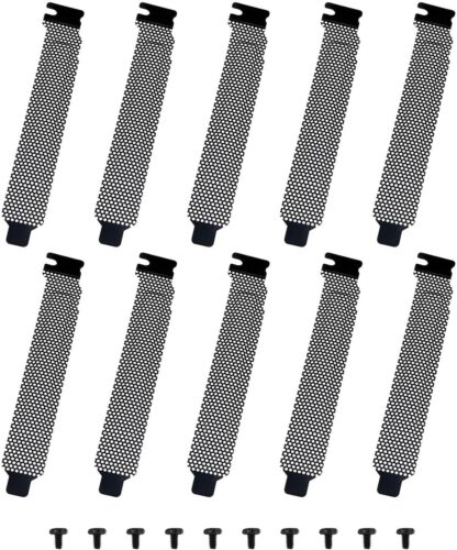 Slot Cover PCI Dust Filter Blanking Screws Vented Slot Cover Suitable for Most Computer Cases (Black with mounting Screws) -10pcs