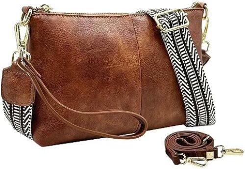 Small Crossbody Clutch Purses Bags for Women Wristlet Wallet Vegan Shoulder Handbags Guitar Strap + Leather Strap
