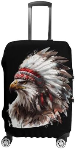 Southwestern Native Indian Eagle Funny Luggage Cover Elastic Suitcase Protector Washable Travel Gear Cover Fits 19-32 Inch