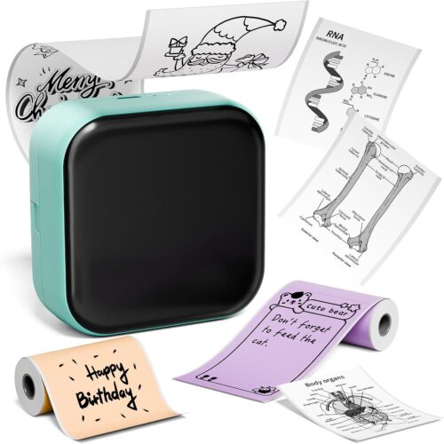 Sticker Printer M02X, Print Pod with 3 Colors Paper, Mini Printer Sticker for Phone, Inkless Maker Machine for Learning, Note, Photos, Journal