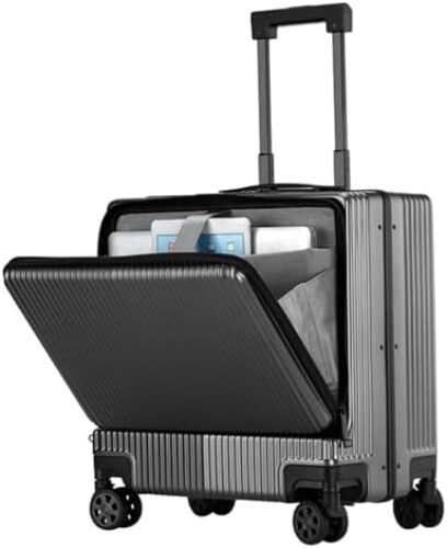 Suitcase Suitcases With Wheels Front Opening Carry On Luggage Security Combination Lock Boarding Suitcase Adjustable Pull Luggage Travel Gear