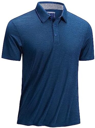 TACVASEN Men’s Golf Polo Shirts Short Sleeve Quick Dry Lightweight Casual Athletic Collared T-Shirts 3 Buttons