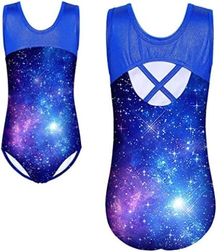 TFJH E Gymnastics Leotards for Girls Ballet Dancewear Practice Outfits Cross Back One Piece 3-12Y