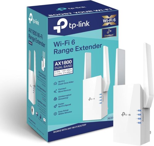 TP-Link AX1800 WiFi 6 Extender(RE605X)-Internet Booster, Covers up to 1500 sq.ft and 30 Devices,Dual Band Repeater up to 1.8Gbps Speed, AP Mode, Gigabit Port
