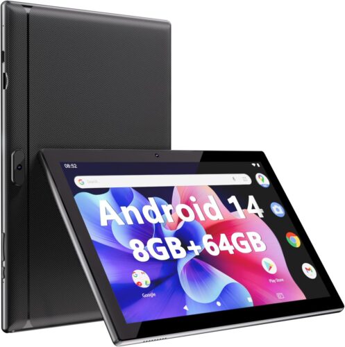 Tablet Android 14, Tablets 10 inch 8GB RAM+ 64GB ROM+ 1TB Expandable Tablet PC, 1280 * 800 IPS Screen, Dual Camera, Powerful Processor, 6000mAh Battery, Bluetooth,WiFi, Google Certified Tablet
