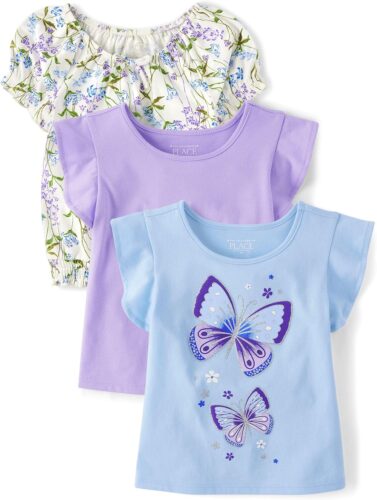The Children’s Place Baby Girls’ and Toddler Short Sleeve Flutter Shirt