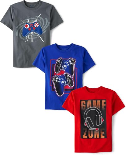 The Children’s Place Boys’ Gamer Short Sleeve Graphic T-Shirts, Multipack